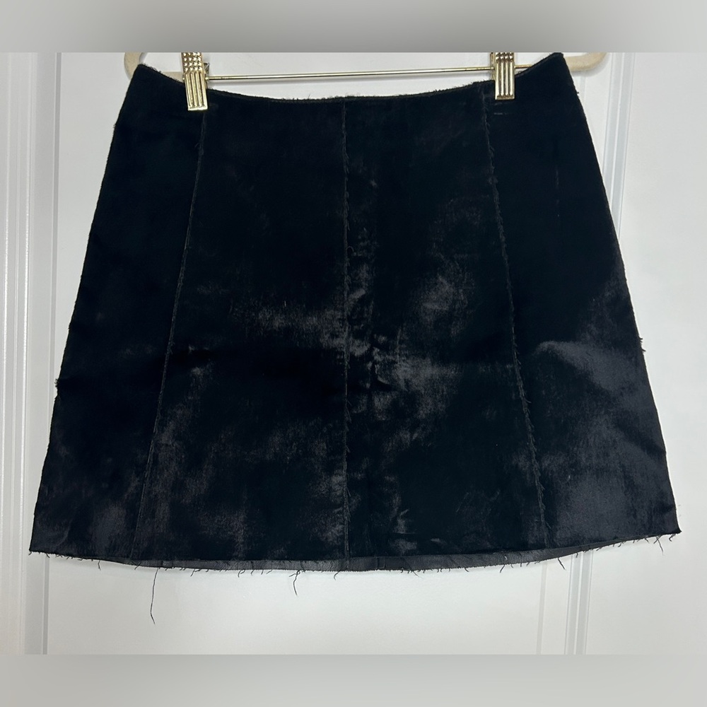 Zara Black Faux Fur Mini Skirt